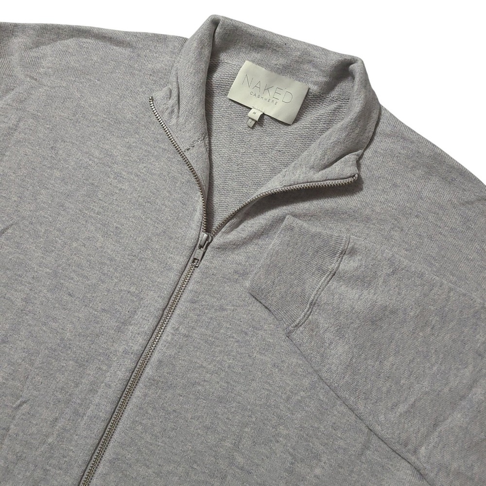 NAKED Cashmere Full Zip Sweater Cardigan Womens Medium Light Heather Grey